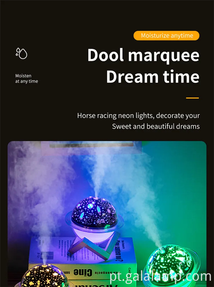 Planeta Night Light umidificador, USB, com suporte, umidificador